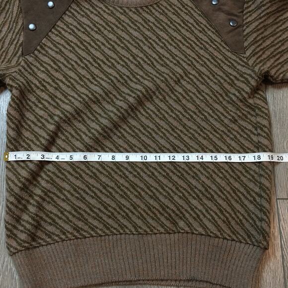 Vintage SFINGE Made in Italy Brown Pattern Alpaca Wool Blend Sweater Grandpa - Picture 5 of 10